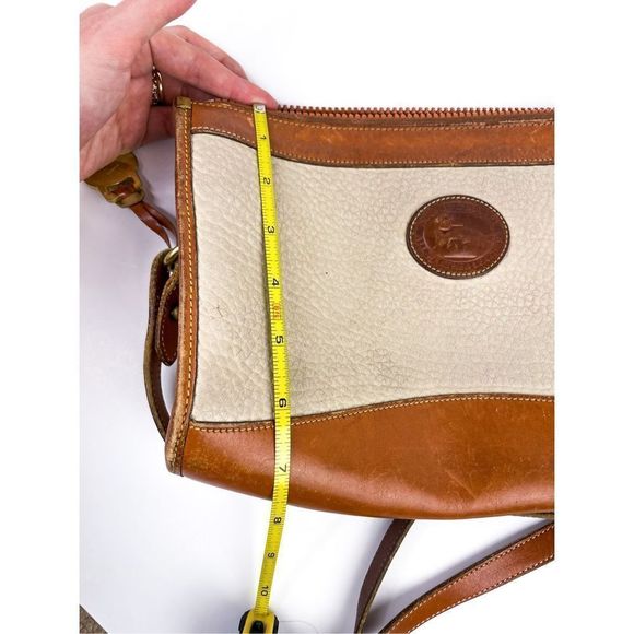 Dooney and Bourke Vintage Ivory and Tan Leather Crossbody Bag - Picture 10 of 12